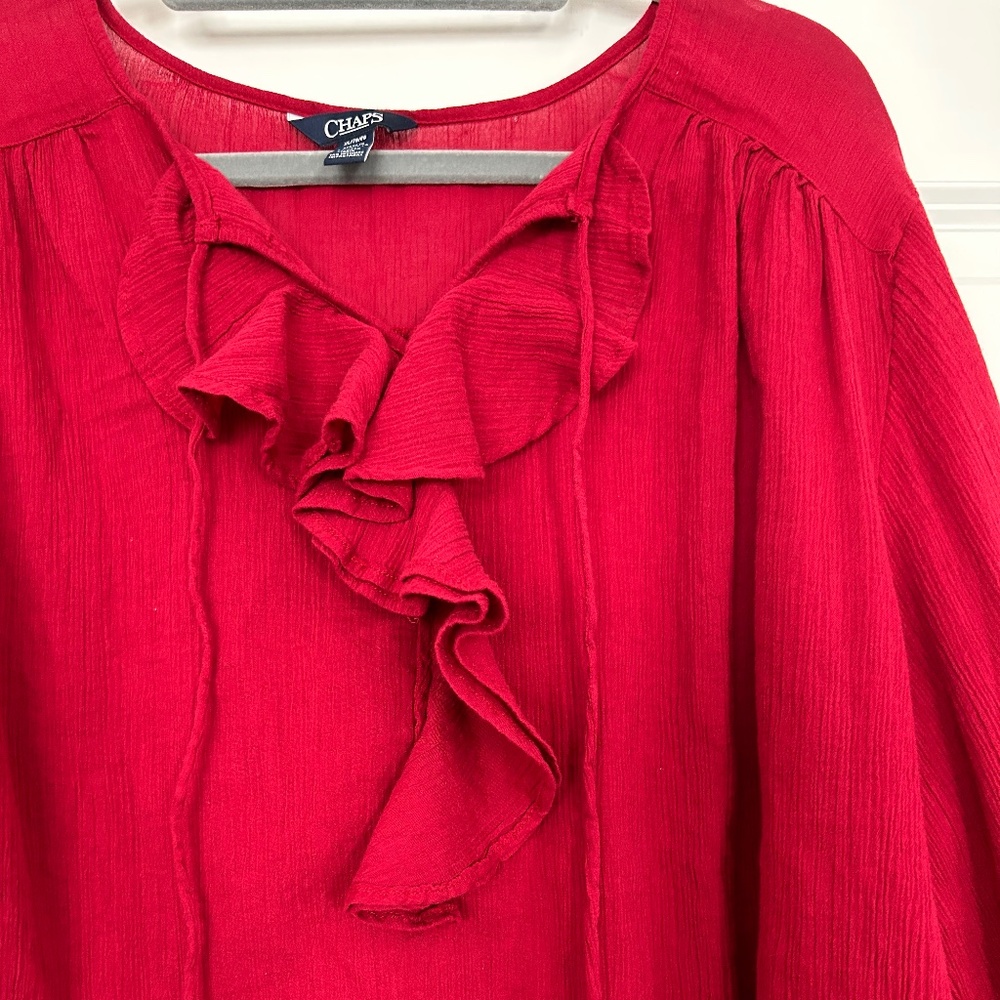 Pretty Red Flowy Long Sleeve Top - Picture 2 of 7
